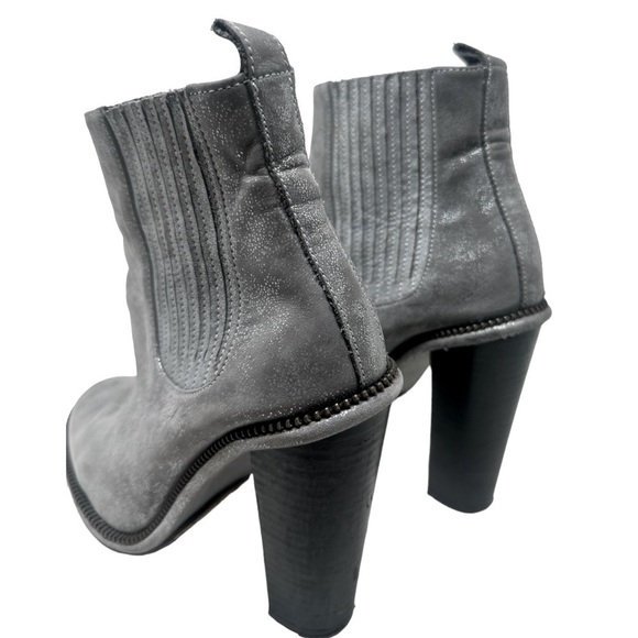 Opening Ceremony Boho Metallic Leather Ankle Boot Gray Western Revival Sz 39 US7 - Picture 14 of 15